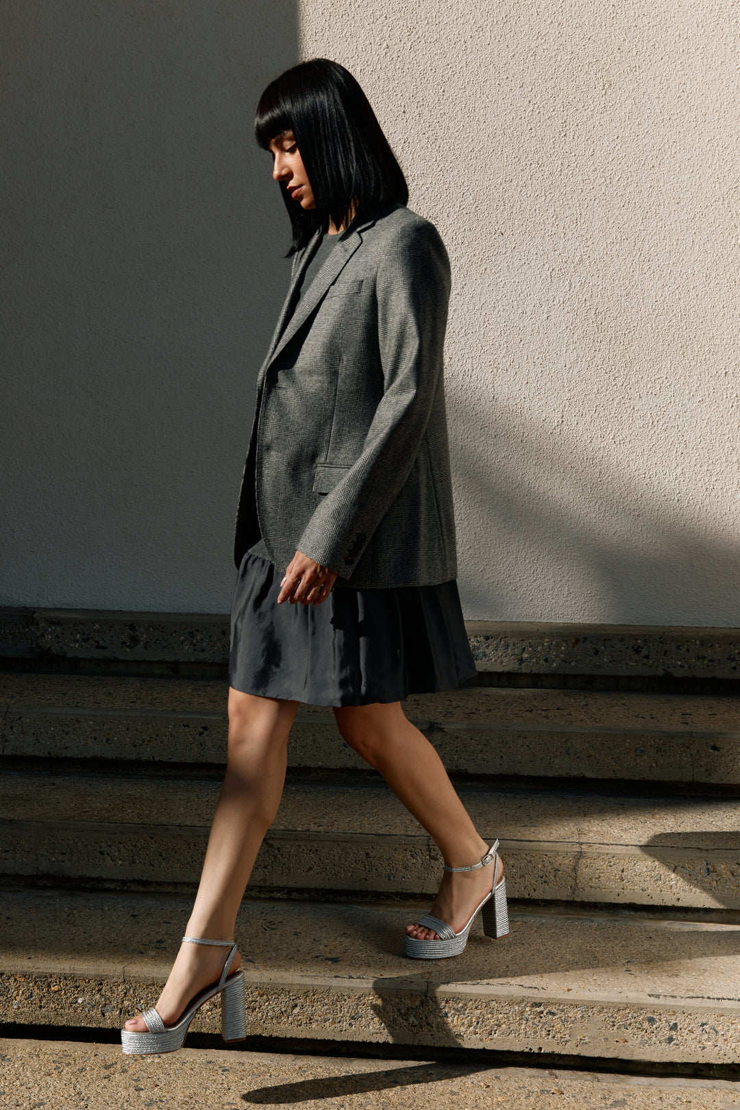 Becka Silver Raffia Platform