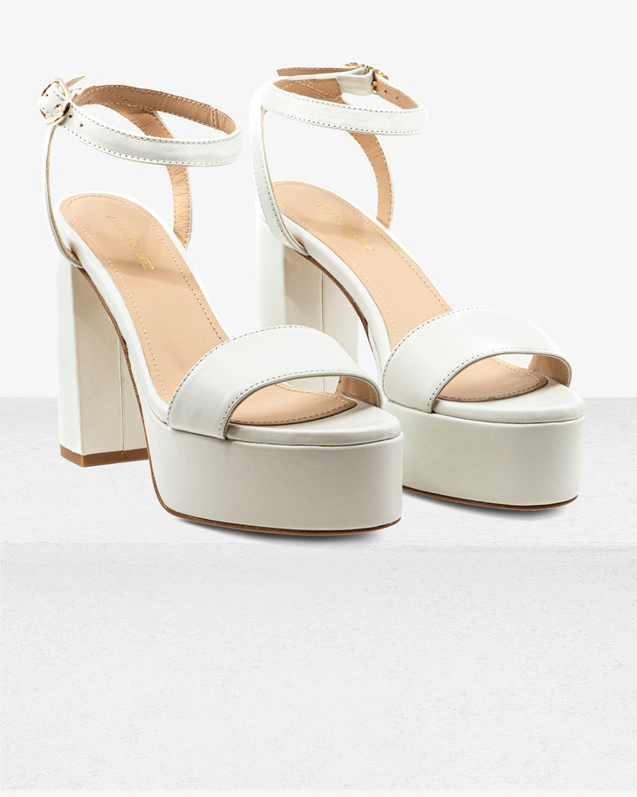 Becka White Leather Platform