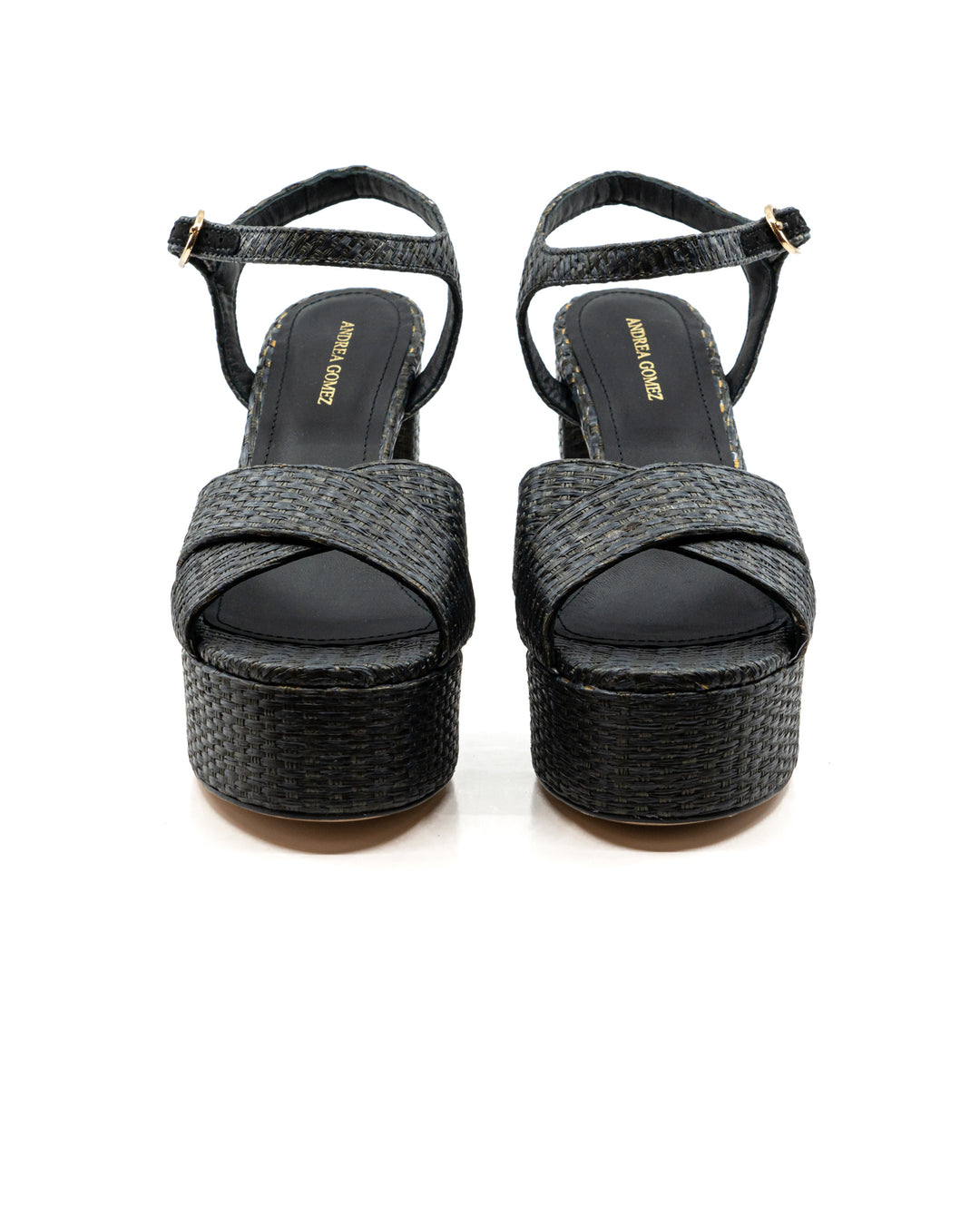 Bella Black Raffia Platform