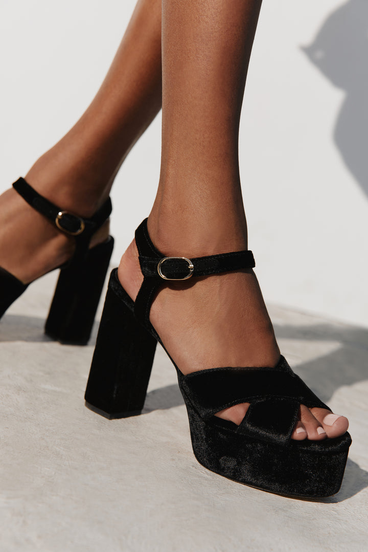 Bella Black Velvet Platform