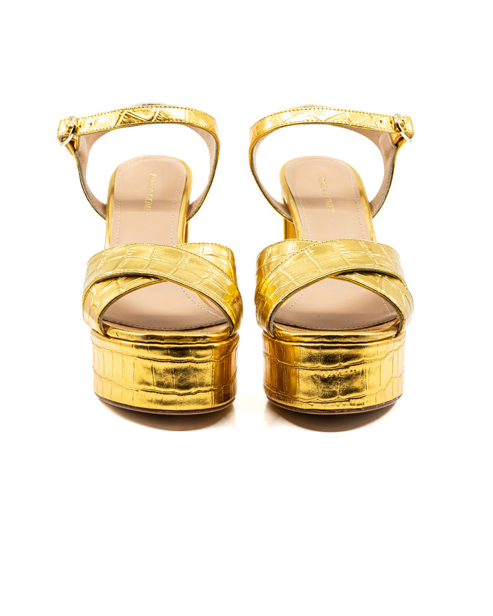 Bella Gold Faux Croc Leather Platform