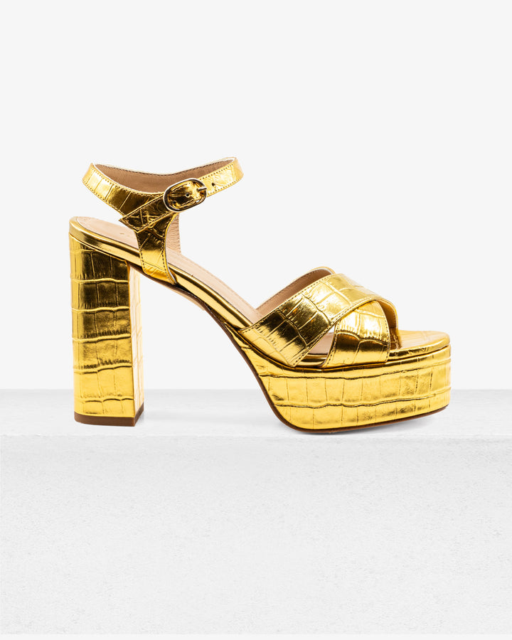 Bella Gold Faux Croc Leather