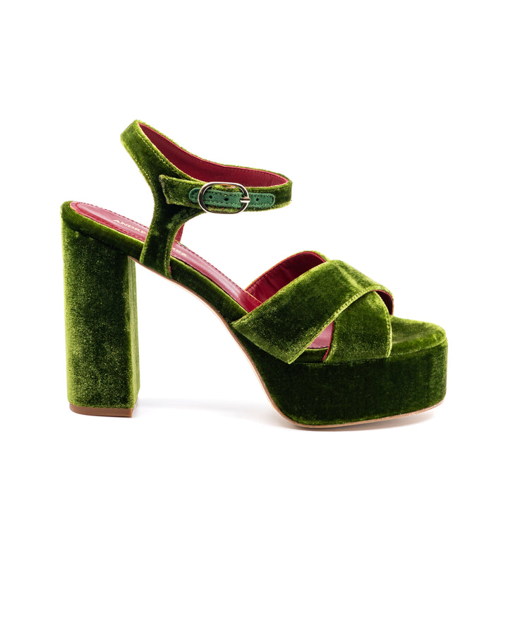 Bella Green Velvet Platform