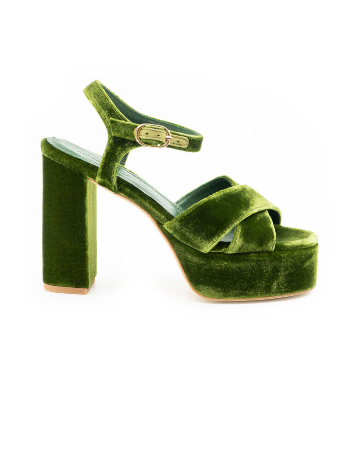 Bella Green Velvet Platform