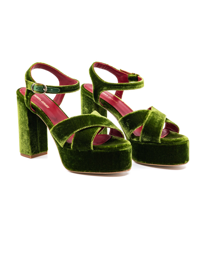 Bella Green Velvet Platform