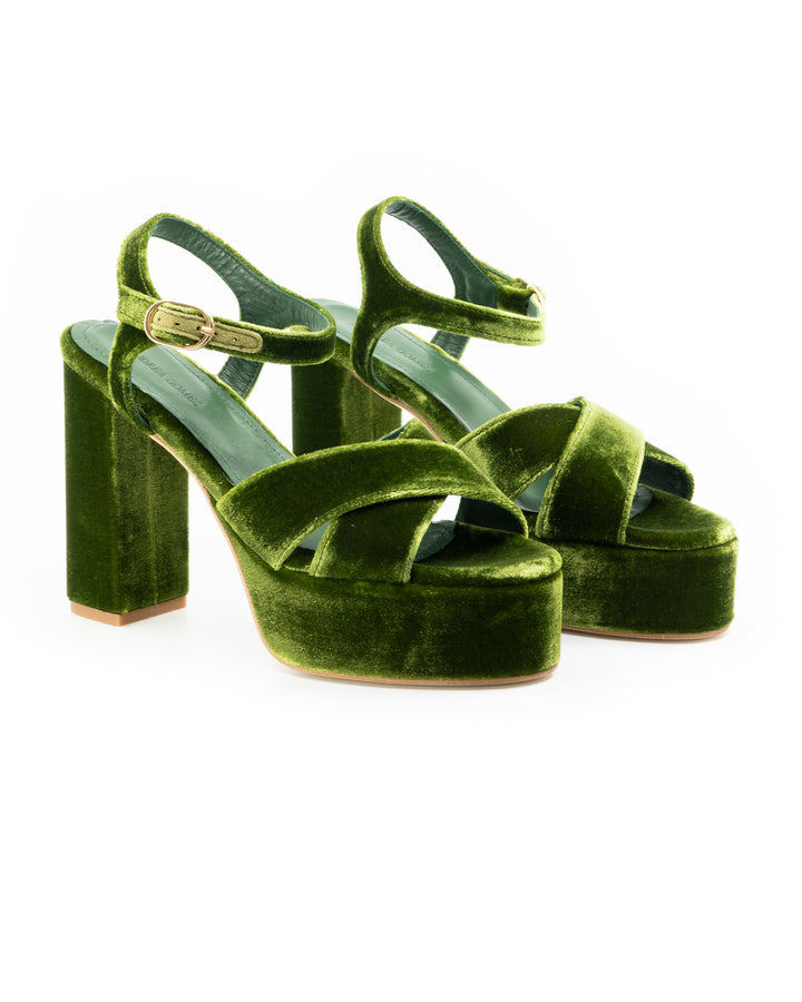 Bella Green Velvet Platform