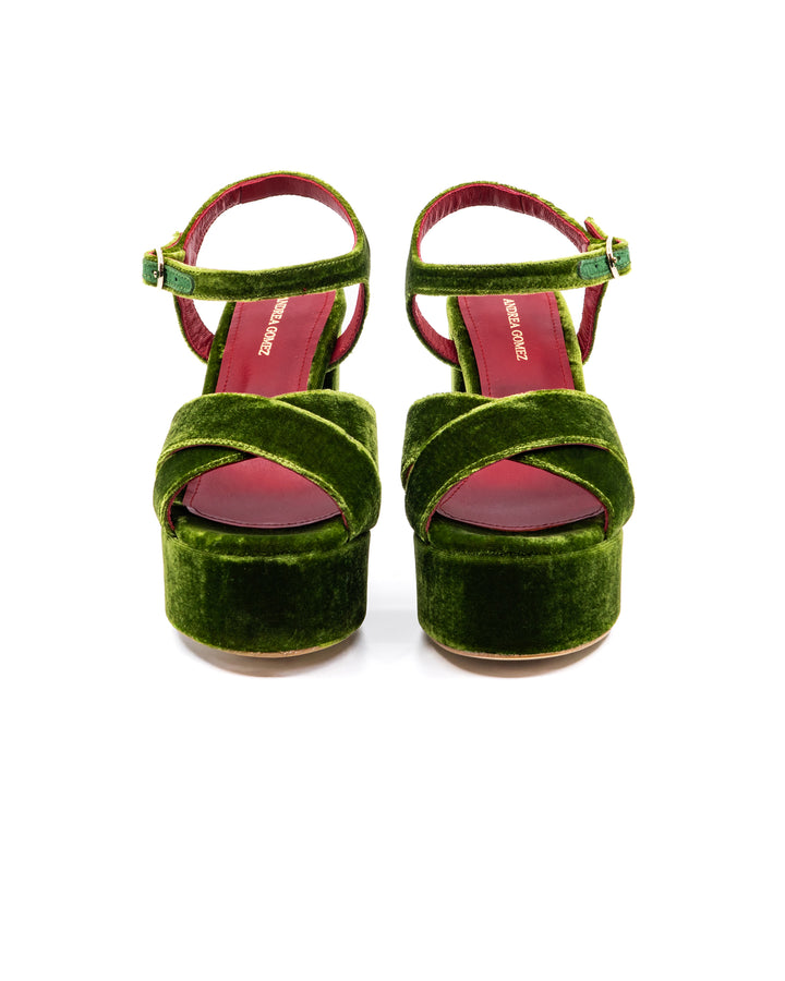 Bella Green Velvet Platform