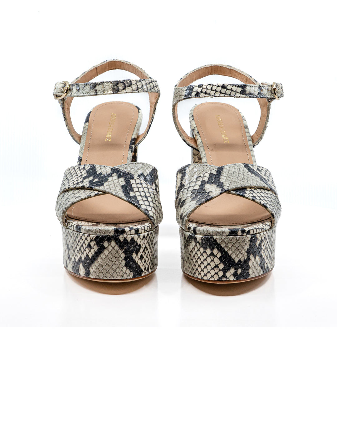 Bella Grey Faux Python Leather Platform