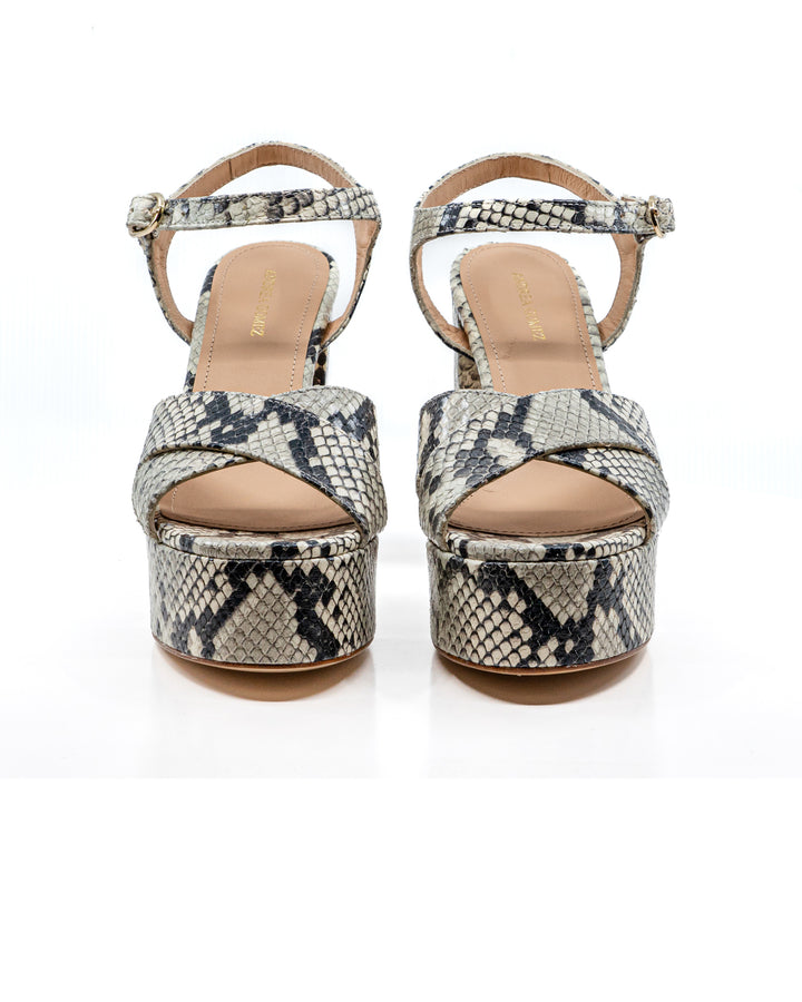 Bella Grey Faux Python Leather Platform