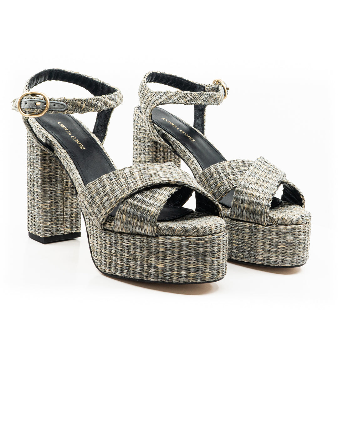 Bella Grey Raffia Platform
