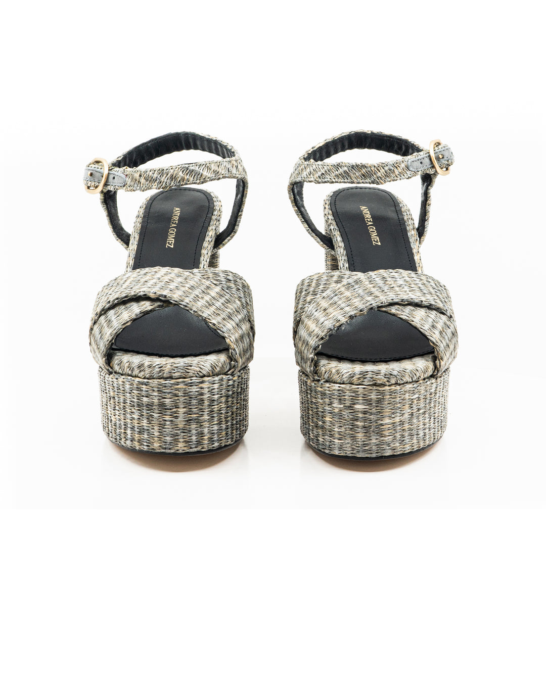 Bella Grey Raffia Platform