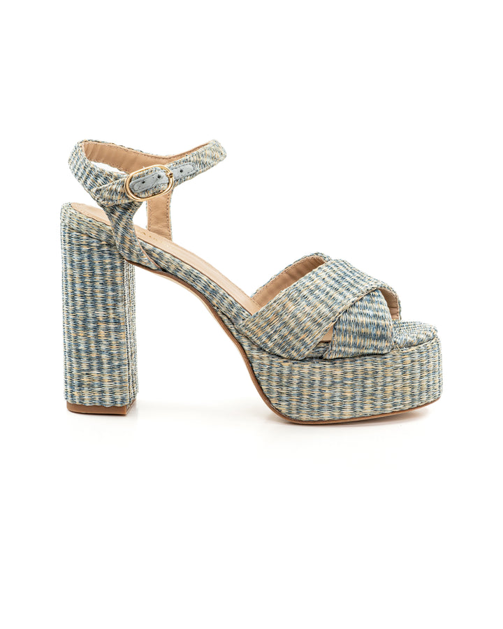 Bella Navy Raffia Platform