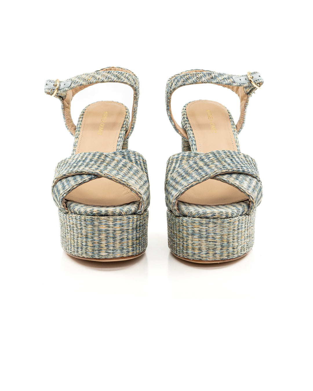 Bella Navy Raffia Platform