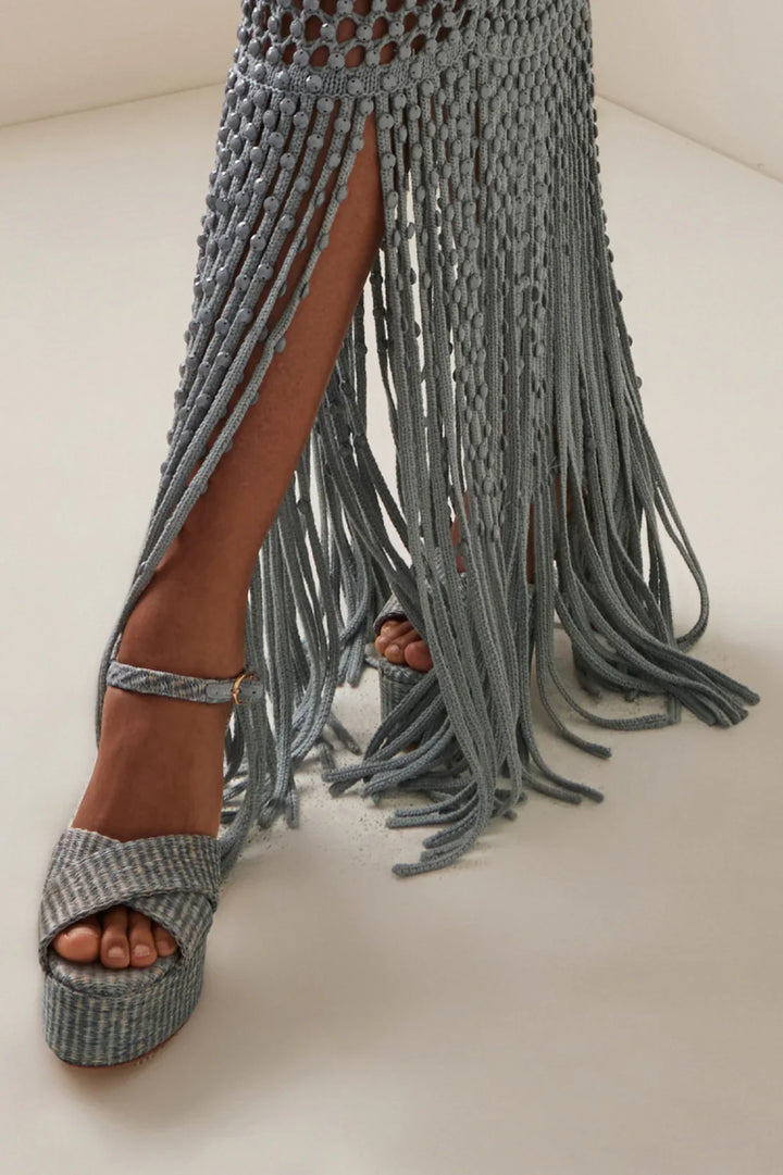 Bella Navy Raffia Platform