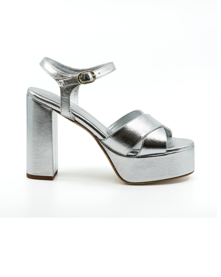 Bella Silver Leather Platform Sandal