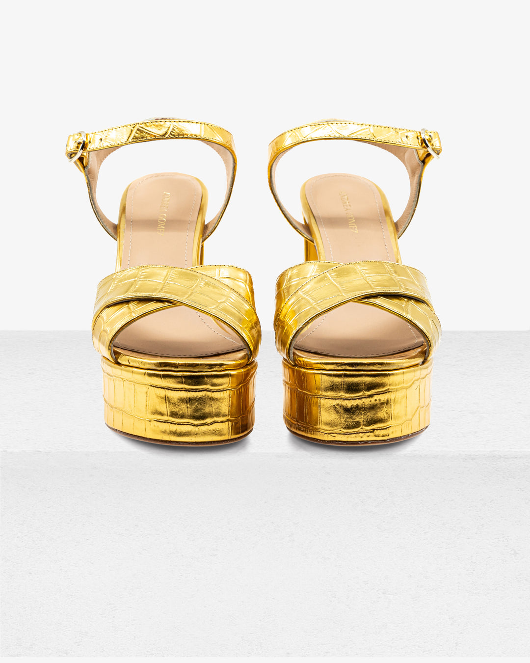 Bella Gold Faux Croc Leather