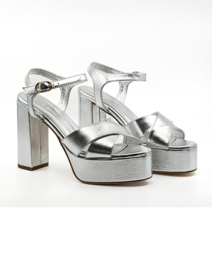 Bella Silver Leather Platform Sandal