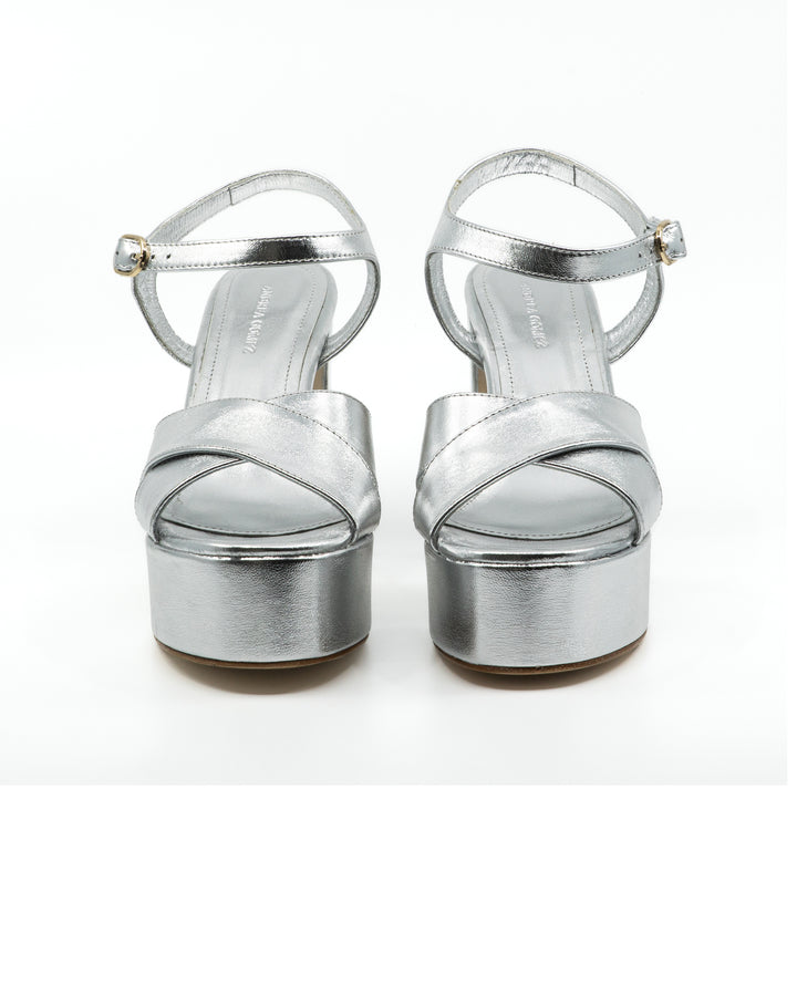 Bella Silver Leather Platform Sandal