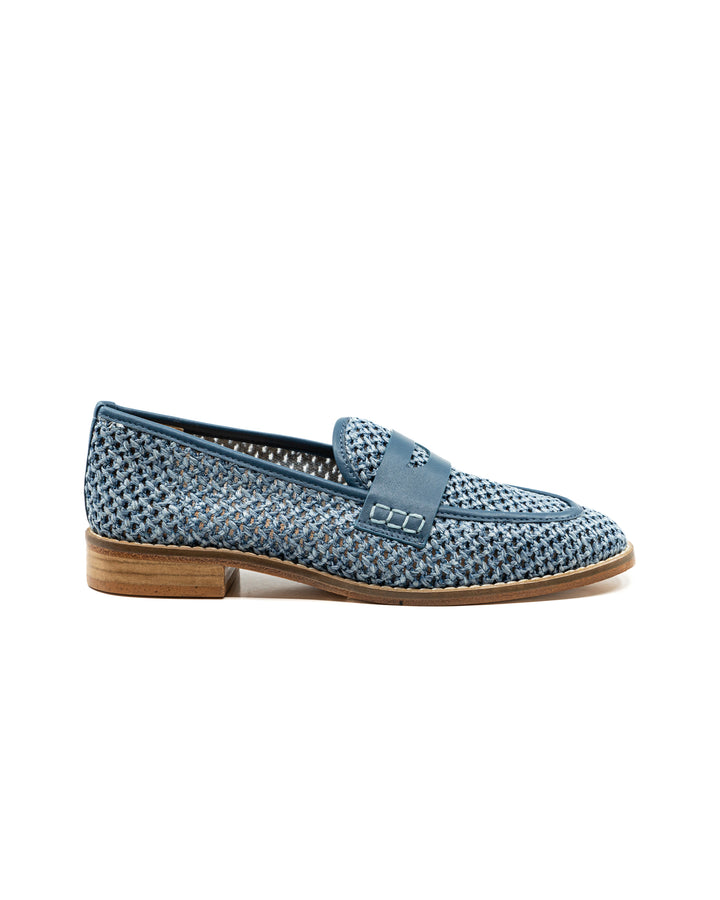 Camila Blue Raffia Loafer