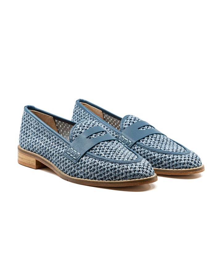 Camila Blue Raffia Loafer