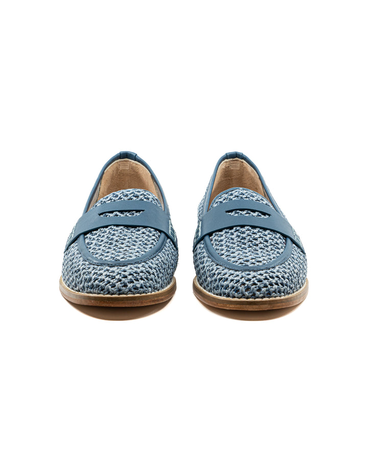 Camila Blue Raffia Loafer