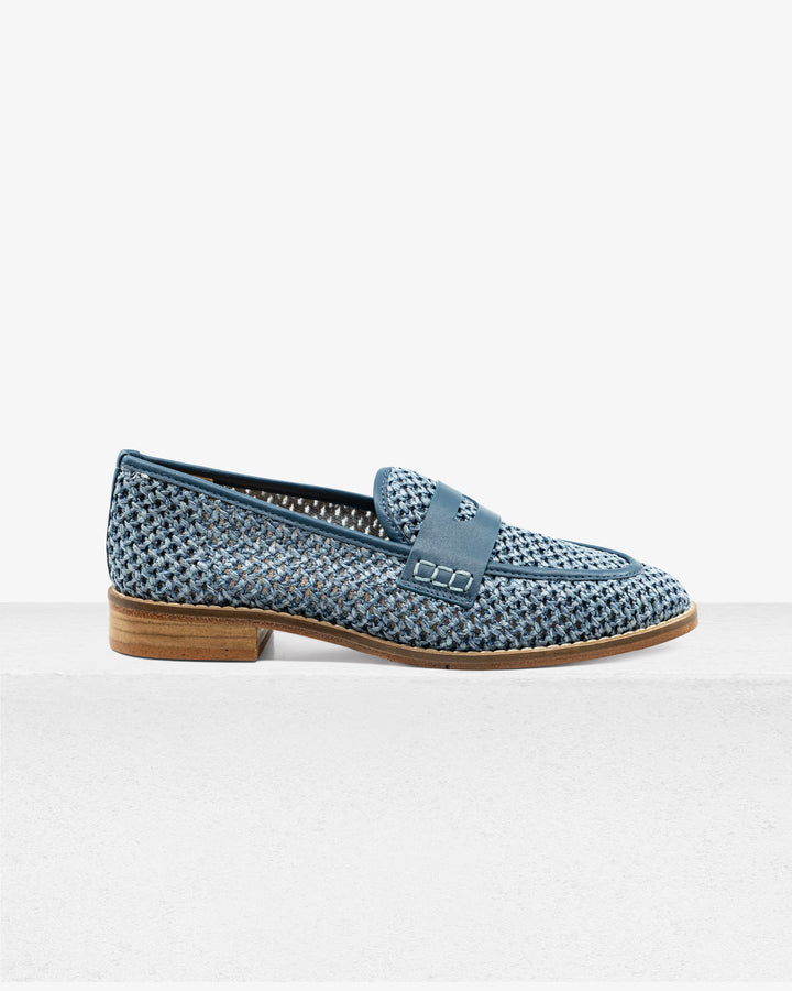 Camila Blue Raffia Loafer