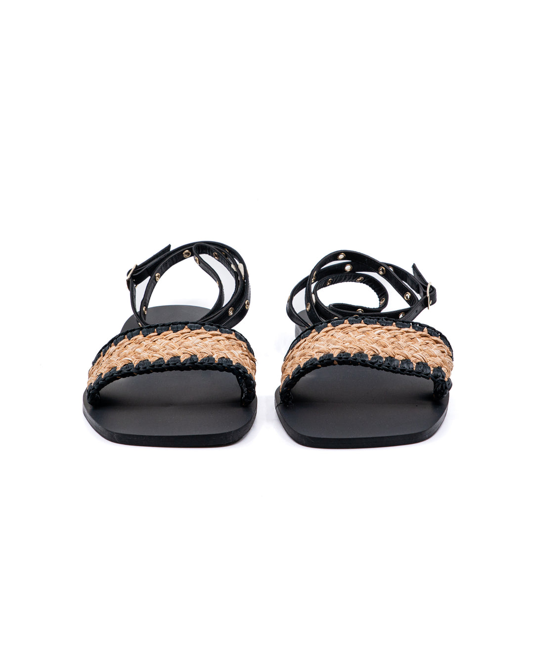 Catalina Black Raffia Sandal