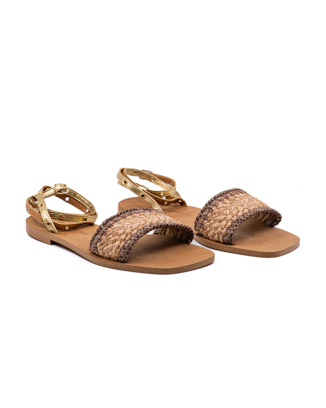 Catalina Gold Raffia Sandal