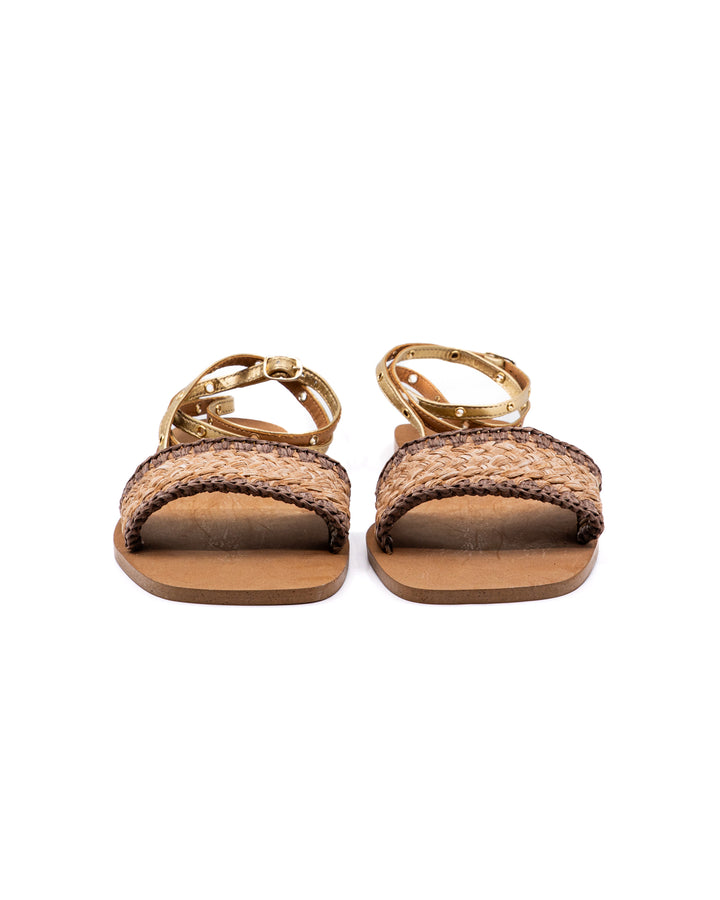 Catalina Gold Raffia Sandal