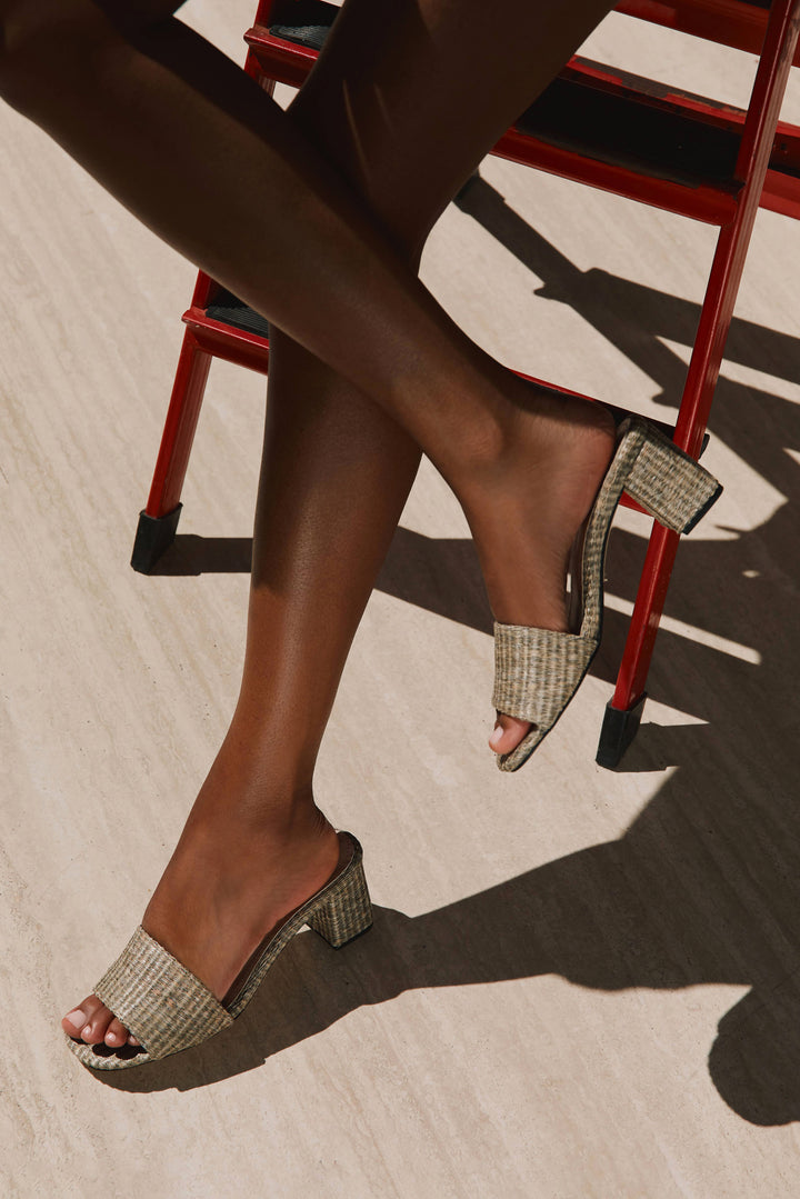 Claudia Grey Raffia Mule