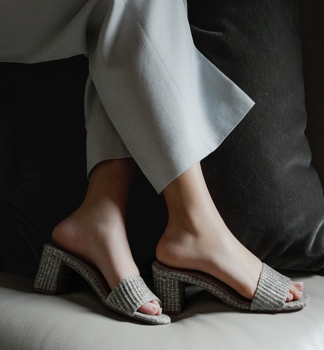 Claudia Grey Raffia Mule