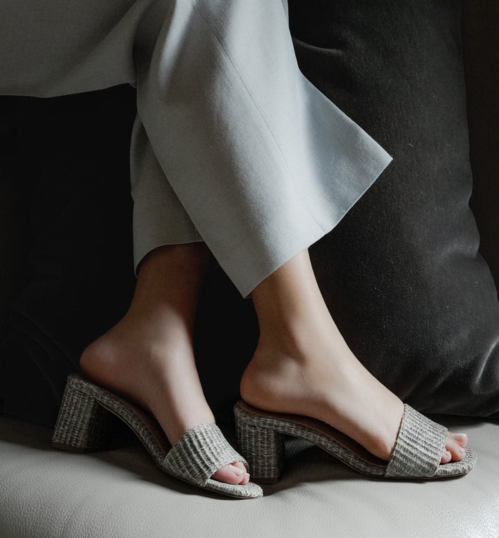 Claudia Grey Raffia Mule