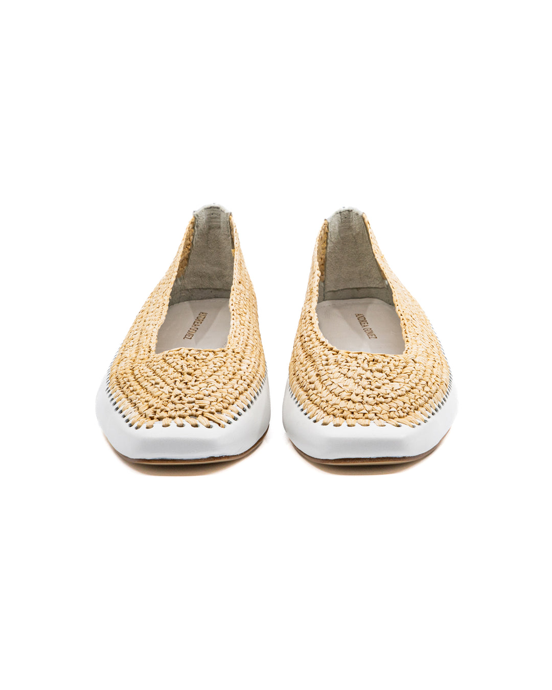 Dakota Raffia White Leather Flat