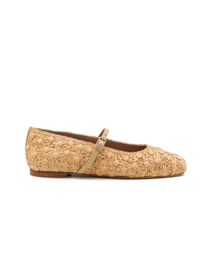 Dalia Flower Raffia With Strap Ballerina