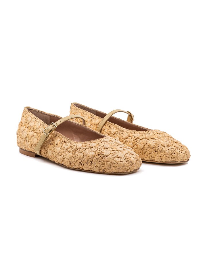 Dalia Flower Raffia With Strap Ballerina