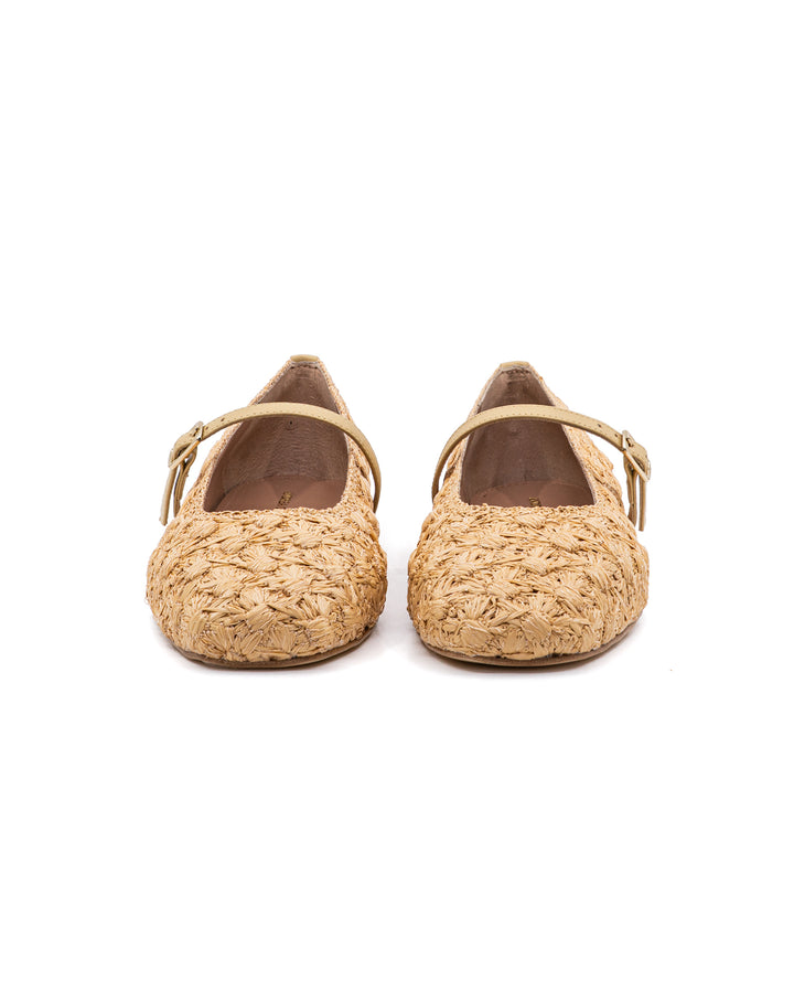 Dalia Flower Raffia With Strap Ballerina