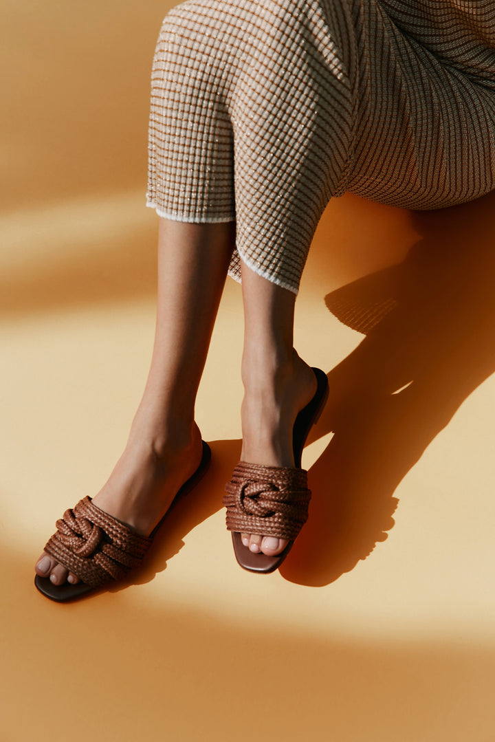 Denise Brown Raffia Slide