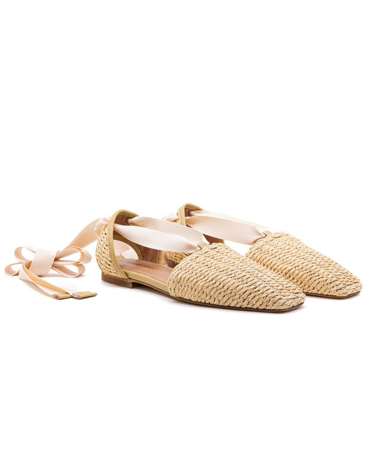 Desi Natural Raffia Flat