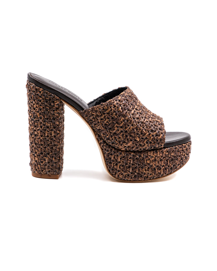 Fabiola Brown Raffia Platform