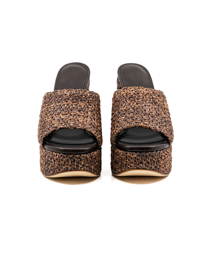 Fabiola Brown Raffia Platform