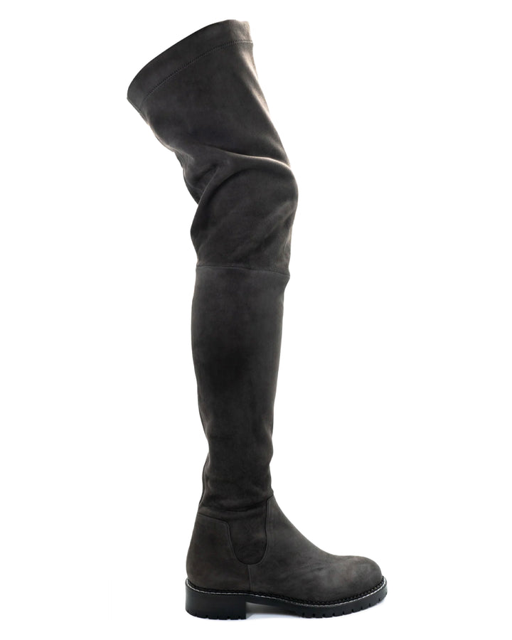 Heather Grey Elasticized Suede Boot