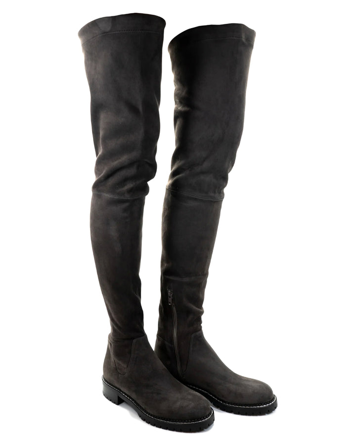 Heather Grey Elasticized Suede Boot