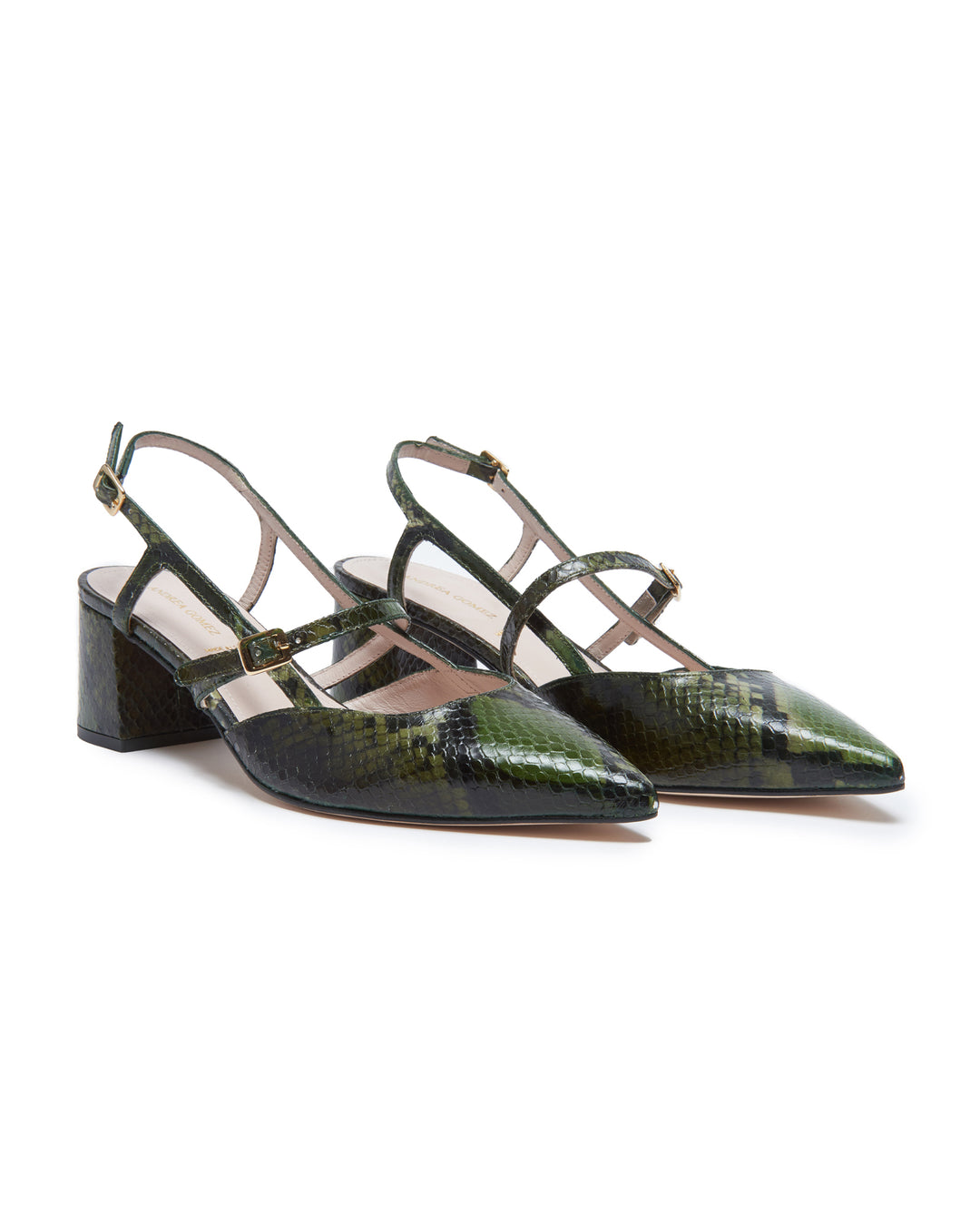 Iman Green Faux Python Slingback