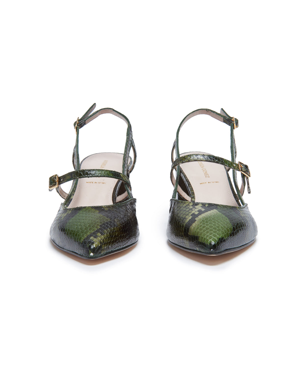 Iman Green Faux Python Slingback