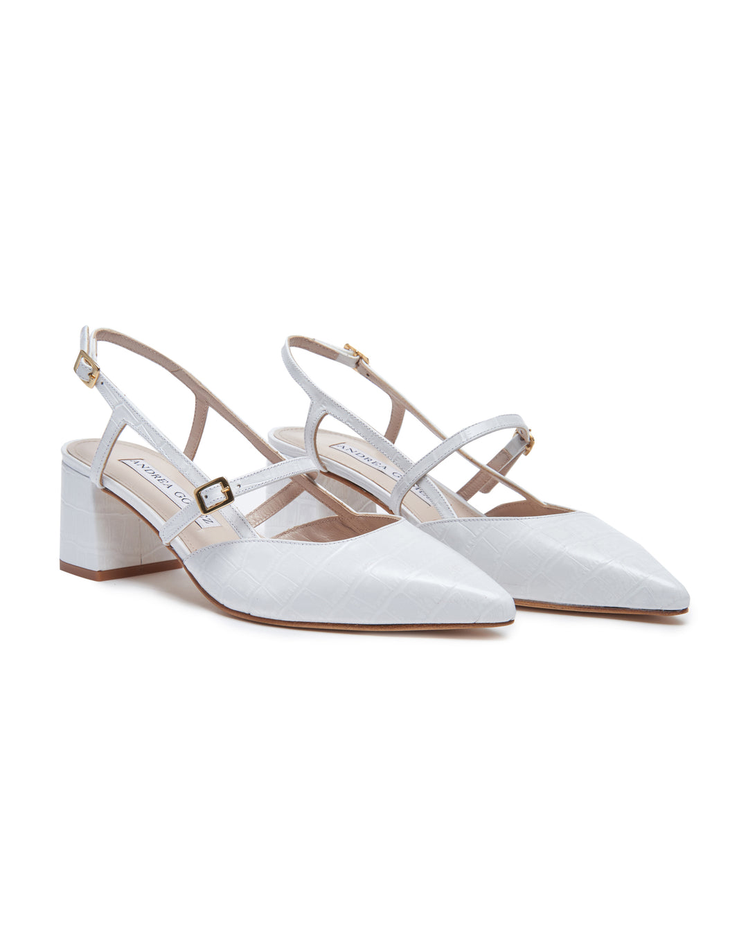 Iman White Faux Croc Slingback