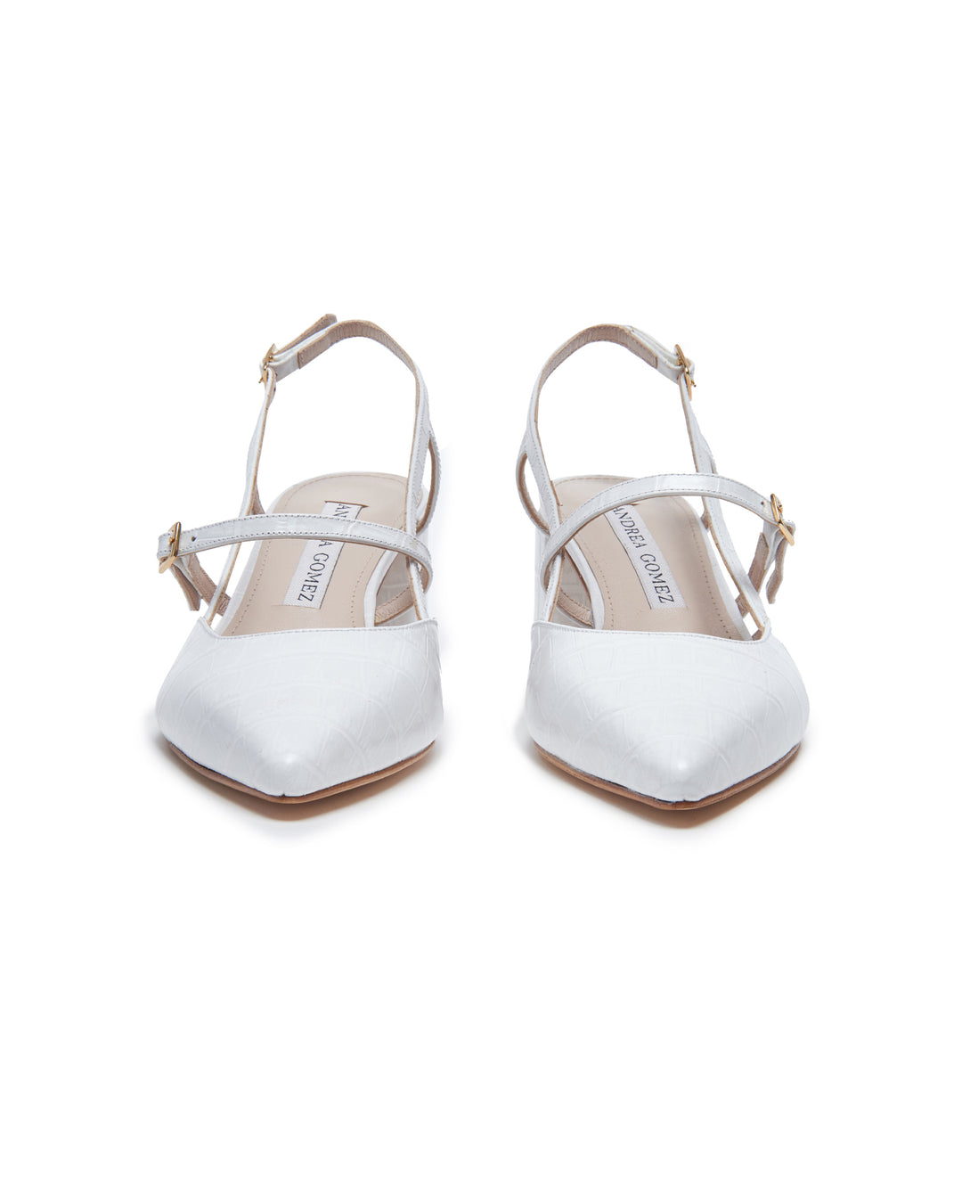 Iman White Faux Croc Slingback