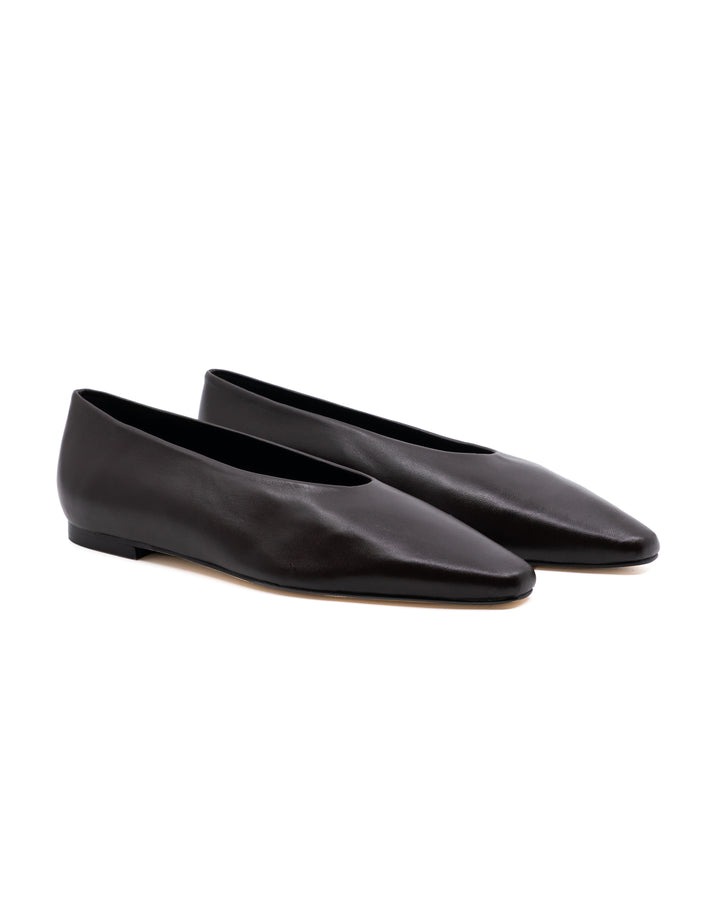Luma Chocolate Leather Ballerina