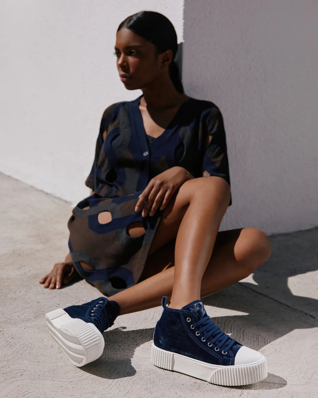 Olivia Indigo Velvet Sneaker